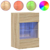 Wall Cabinets with LED Lights for TV 2 pcs Sonoma Oak 40x30x60.5 cm 837083