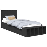 Bed Frame with Shelf Manual Black 100 x 200 cm Engineered Wood 3408397