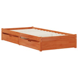 Bed Frame with Drawer with Storage Wax Brown Solid Pine Wood 3423814