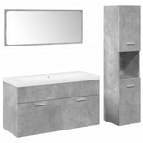 4 Piece Bathroom Furniture Set Concrete Grey Engineered Wood 3324881