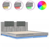 ZNTS Bed Frame with LED without Mattress Grey Sonoma 160x200 cm 3210001