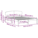 Bed Frame with Headboard White 150 x 200 cm Solid Pine Wood 872060