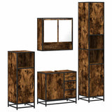 4 Piece Bathroom Furniture Set Smoked Oak Engineered Wood 3301227