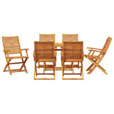 Garden Dining Set Folding 7 pcs Brown Solid Acacia Wood 3375757