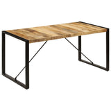 Dining Table Brown and Black Solid Mango Wood and Powder-Coated Steel 247417