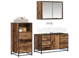 Bathroom Furniture Set with Door 3 pcs Old Wood Engineered Wood 3402536