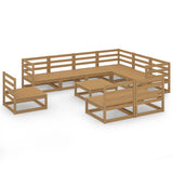 10 Piece Garden Lounge Set Honey Brown Solid Pinewood 3075792