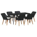 Garden Dining Set with Cushion 7 pcs Black Poly Rattan 3261667