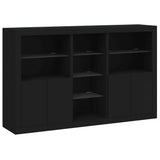 Sideboard Black Engineered wood, glass Large Sideboard 3209171