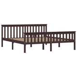 Bed Frame without Mattress Dark Brown Solid Pinewood 180x200 cm Super King 283237