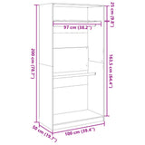 Wardrobe Smoked Oak 100x50x200 cm Engineered Wood 3307805