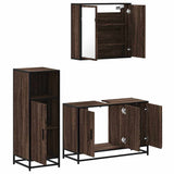 3 Piece Bathroom Furniture Set Brown Oak Engineered Wood 3300954