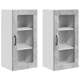 Wall Glass Cabinet LUCCA 2 pcs Concrete Grey 40 x 31 x 80 cm 884992