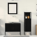 Bathroom Furniture Set with Door 3 pcs Black 33 x 33 x 102.5 cm 3334359