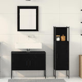 Bathroom Furniture Set with Door 3 pcs Black 33 x 33 x 102.5 cm 3334359