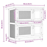 170834 Outdoor Rabbit Hutch 4 Doors Grey Wood
