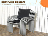 7 Piece Outdoor Garden Dining Set with Table and 6 Stackable Chairs, Steel Frame, Tempered Glass T3398P320087