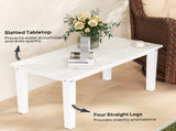 Outdoor Garden Coffee Table, HDPE All-Weather Garden Table, Rectangular Outdoor Table with Slatted T3398P327959