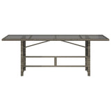 Garden Table Grey PE rattan, powder-coated steel, tempered glass 365604
