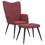 Relaxing Chair with a Stool Wine Red Fabric 327960