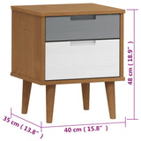 ZNTS Bedside Cabinet MOLDE Brown 40x35x48 cm Solid Wood Pine 350495