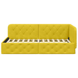 Corner Bed Frame with Headboard Yellow 100 x 200 cm Velvet 42016549