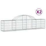 Arched Gabion Baskets 2 pcs 200x30x40/60 cm Galvanised Iron 3146047