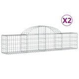 Arched Gabion Baskets 2 pcs 200x30x40/60 cm Galvanised Iron 3146047