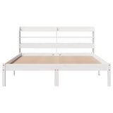 Bed Frame without Mattress White 135x190 cm Double Solid Wood Pine 3306532