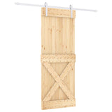 Sliding Door Natural and White 80 x 210 cm Solid Pine Wood 3444964