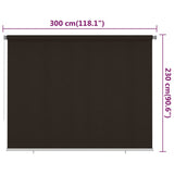 Outdoor Roller Blind 300x230 cm Brown HDPE 312988
