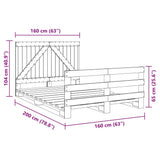 Bed Frame without Mattress with Headboard 160x200 cm Solid Wood 3281559