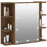 Mirror Cabinet with LED Brown Oak 70x16.5x60 cm 820453