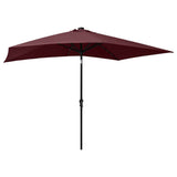 Garden Parasol with LEDs and Steel Pole Bordeaux Red 2x3 m 313790