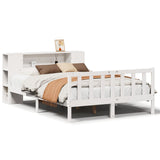 Bookcase Bed without Mattress White 150x200 cm King Solid Wood Pine 3321660