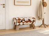 Bench 60 x 30 x 45 cm Real Leather Brown Patchwork 42042108