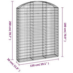 ZNTS Arched Gabion Basket 150x30x180/200 cm Galvanised Iron 153449