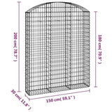 ZNTS Arched Gabion Basket 150x30x180/200 cm Galvanised Iron 153449