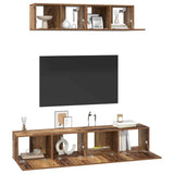 TV Cabinet Set Wall-mounted 4 pcs Old Wood Engineered Wood 3393360