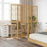 Room Divider 5 Panels Brown Solid Wood Paulownia 358871