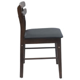 Dining Chair 2 pcs Light Brown and Black Solid Rubber Wood 42020511