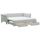 Daybed with Trundle and Drawers Light Grey 90x190 cm Velvet 3197867