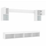 6 Piece TV Wall Units with LED White Engineered Wood 3216686