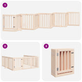 Dog Gate with Door Foldable 9 Panels 450 cm Poplar Wood 3155641
