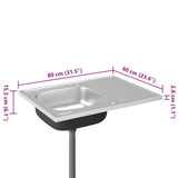 Kitchen Sink with Drainer Set Silver 800x600x155 mm Stainless Steel 147233