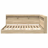 Bookcase Bed with Shelf Sonoma oak 140 x 200 cm Engineered Wood 3335730