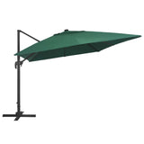 Cantilever Garden Parasol with LED Lights and Aluminium Pole 400x300 cm Green 47005
