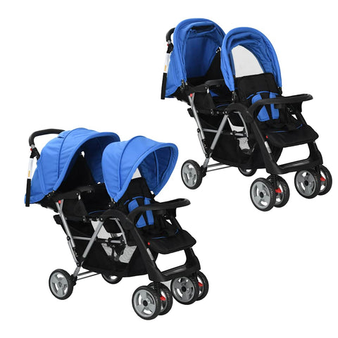 Tandem Stroller Steel Blue and Black 10112