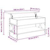 Coffee Table Sonoma Oak 100x50x50 cm Engineered Wood and Metal 845357