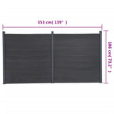 Fence Panel Set Grey 353x186 cm WPC 3211831